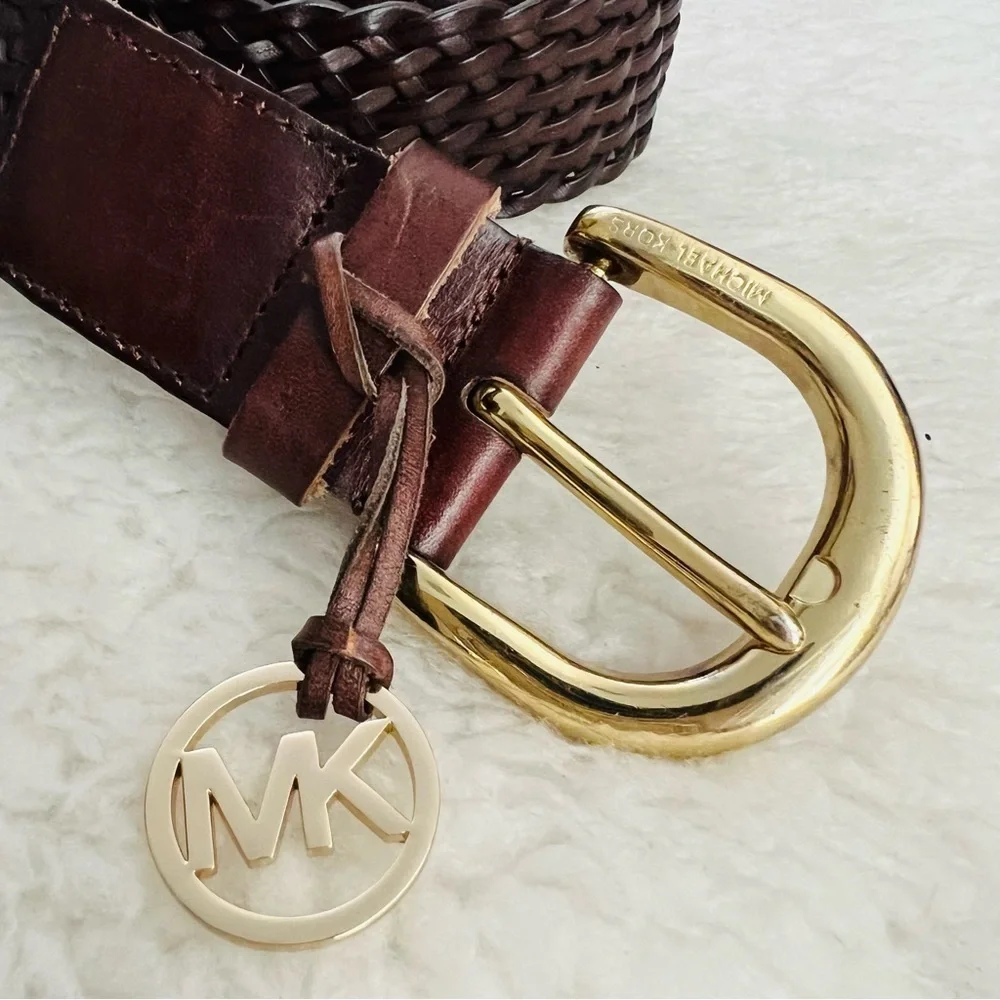 Michael Kors weave Dark Brown Leather Women’s Belt M